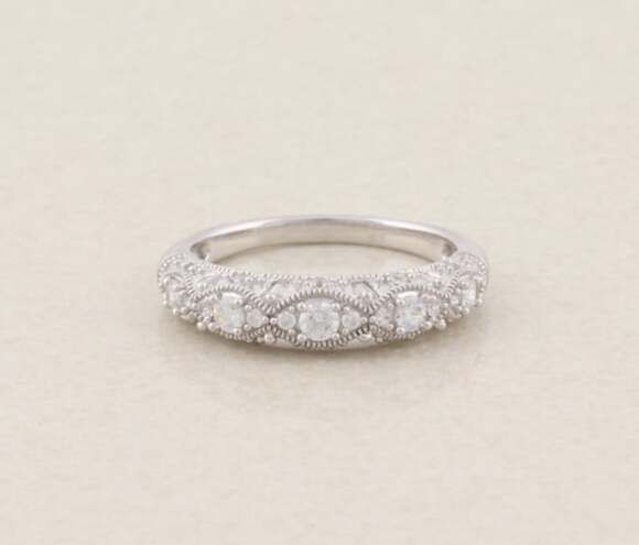 Unbranded Jewelry - Sterling Silver Ornate Sparkly Cubic Zirconia Band Ring Size 8